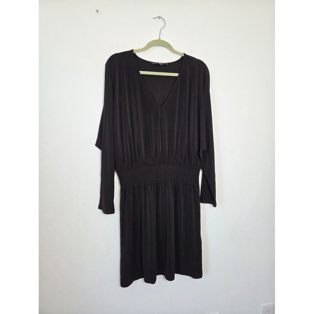 White House Black Market Slinky Draping Midi Dress Long Sleeve Dolman Comfy L